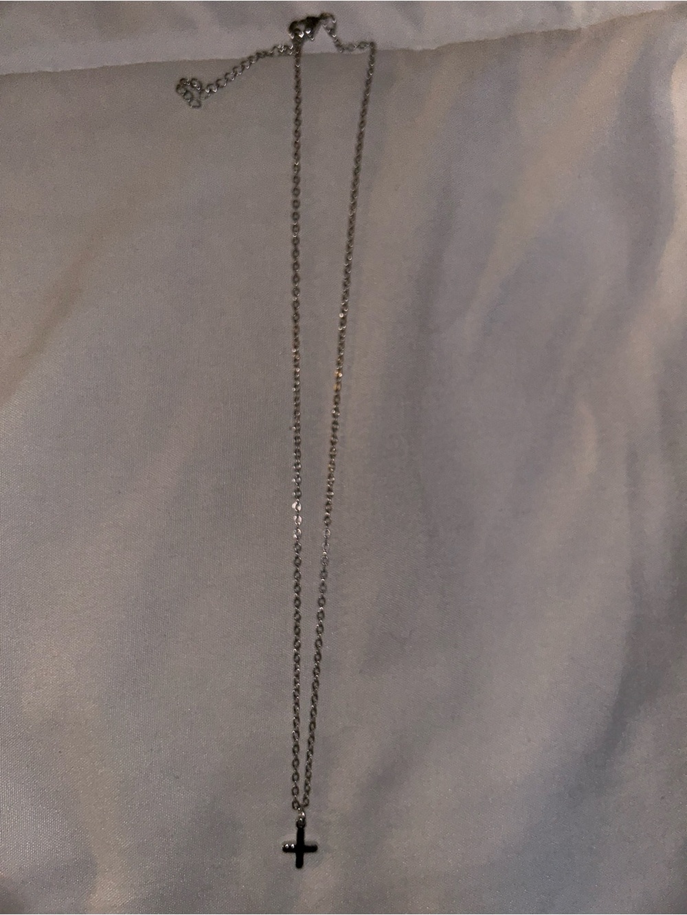 Tiny Silver Cross Pendant Necklace - Silver
